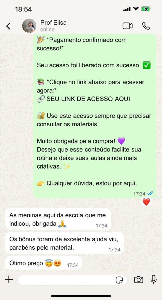 Depoimento de Prof. Elisa no WhatsApp